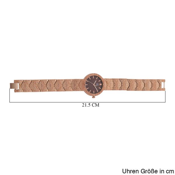 STRADA - Japanisches Uhrwerk, Burgunder Zifferblatt mit goldplattiertem Alloy Armband, 20 cm image number 10