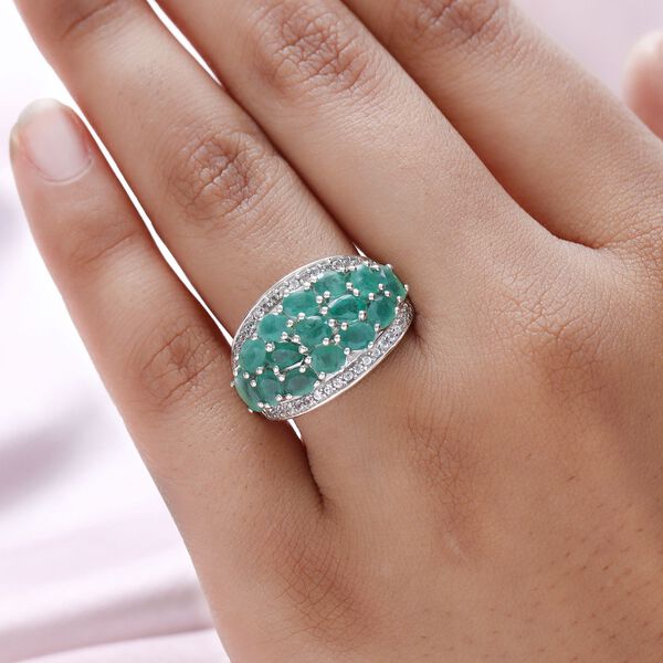 Kagem sambischer Smaragd und Zirkon-Cluster-Ring - 4,10 ct. image number 3