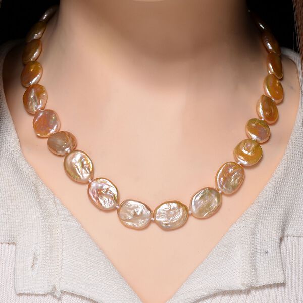 D'Joy Pfirsich Keshi Perle 45+5cm Halskette image number 3