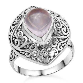 Royal Bali - Rosenquarz-Ring, 925 Silber (Gr&ouml;&szlig;e 17.00) ca. 2.90 ct