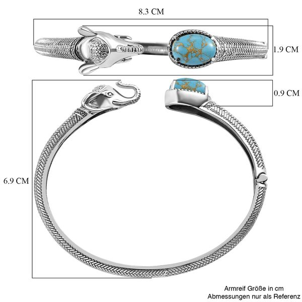 Blaues T&uuml;rkis Armreif ca. 19 cm Edelstahl ca. 5,12 ct image number 6