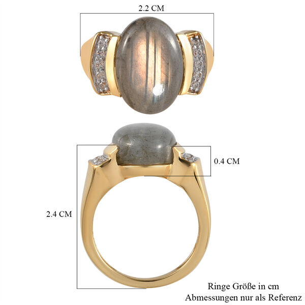 Labradorit und Zirkon-Ring, 925 Silber vergoldet  ca. 6,49 ct image number 7