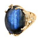 AAA Labradorit Ring, 925 Silber, 750 Gelbgold Vermeil (Gr&ouml;&szlig;e 18.00) ca. 31.49 ct