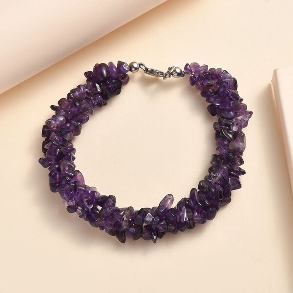 Afrikanischer Amethyst Armband ca. 19 cm 925 Silber rhodiniert ca. 110.00 ct image number 2