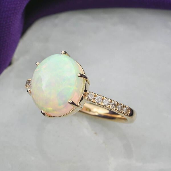 LUXORO zertifiziert und gepr&uuml;ft AAA nat&uuml;rlicher, &auml;thiopischer Welo Opal und Diamant Ring in 417 Gold - 2,85 ct. image number 1