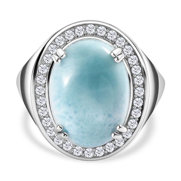 AA Larimar und Zirkon Ring - 10,40 ct.