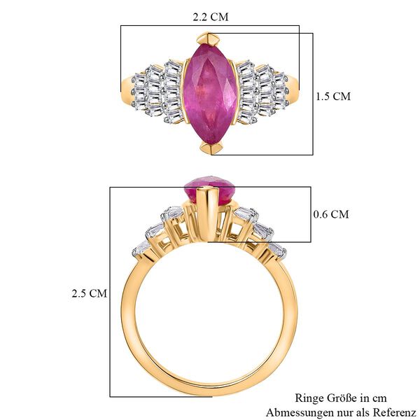 AAA Ilakaka Rosa Saphir (Fissure gefüllt), Moissanit Ring 925 Silber 750 Gelbgold Vermeil (Größe 19.00) ca. 3,12 ct image number 7