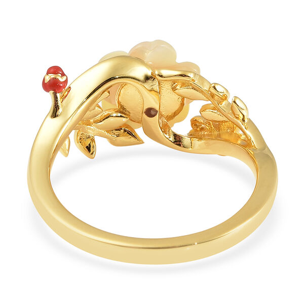 JARDIN KOLLEKTION Gelb Perlmutt und Citrin Blumen Ring 925 Silber Gelbgold Vergoldet image number 4