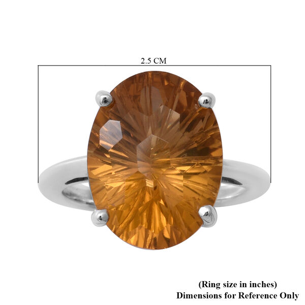 Citrin Solitär Ring 925 Silber Platin-Überzug image number 5