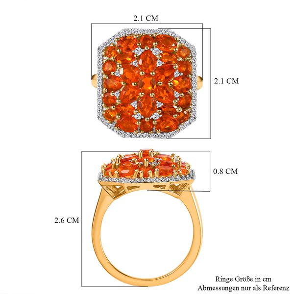 Salamanca Feueropal Ring, 925 Silber Gelbgold Vermeil, ca. 2.55 ct image number 7