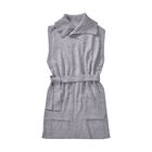 Weste mit hohem Kragen, Gürtel und Taschen, Länge 80 cm, Melange grau