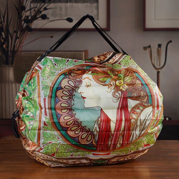 Faltbare Einkaufstasche mit Rei&szlig;verschlussfach 50 x 70 cm Hellgr&uuml;n M&auml;dchenmotiv image number 1