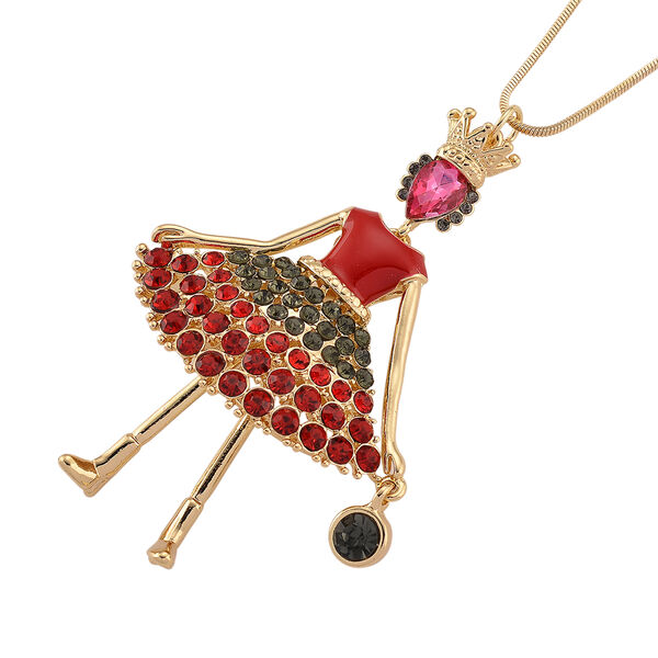 Mehrfarbiger Kristall Ballerina Anh&auml;nger mit Kette ca. 63.5 cm + 5 cm Extender, Legierung emailliert, Legierung Gelb image number 3