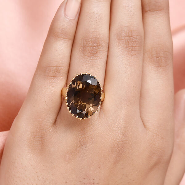 Rauchquarz-Ring, 925 Silber vergoldet  ca. 16,22 ct image number 3