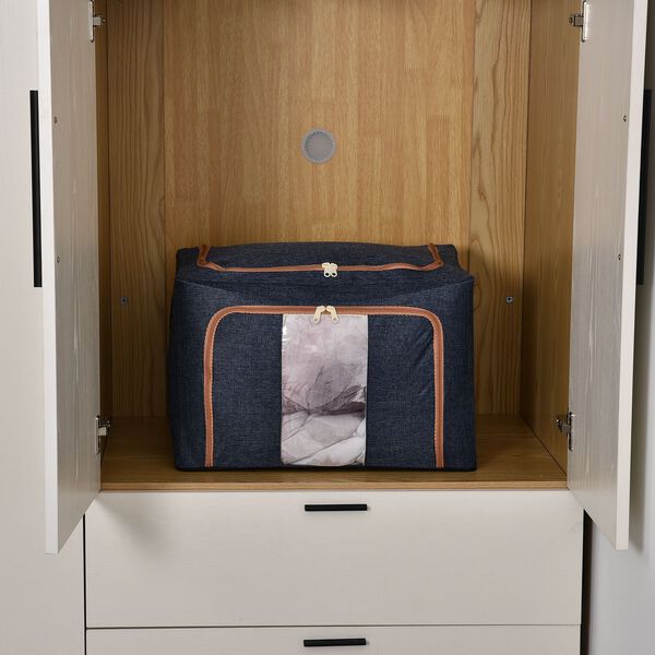 66L Stapelbare Aufbewahrungsbox mit Metallrahmen, Blau image number 3