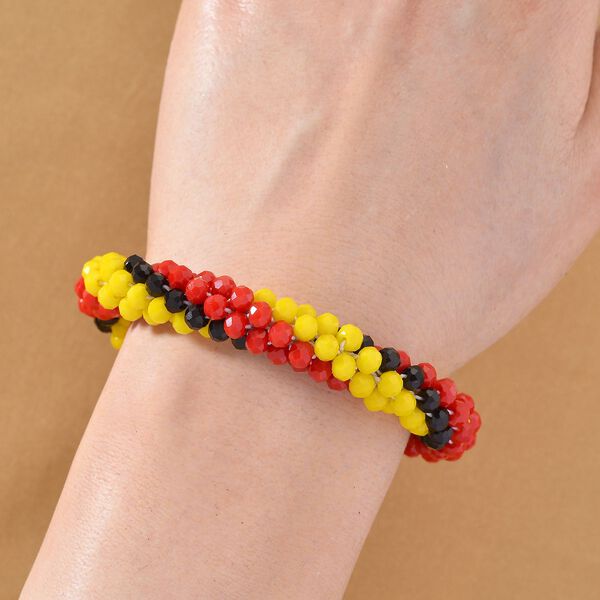 Gelbes, schwares und rotes Kristall flexibles Armband image number 2