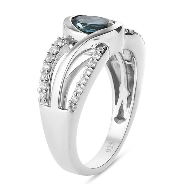 London Blauer Topas und Zirkon Ring 925 Silber Platin-&Uuml;berzug image number 5