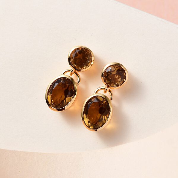 Champagner Triplett Quarz Ohrringe - 6,24 ct. image number 2