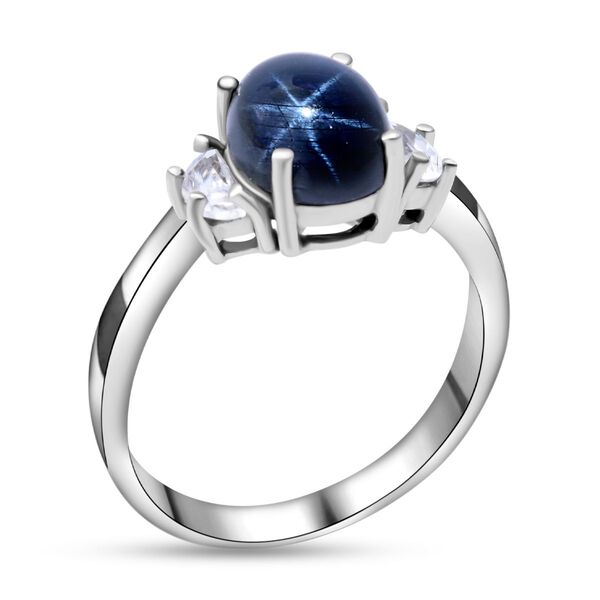 Blauer Stern Saphir und Zirkon-Ring - 3,46 ct. image number 2