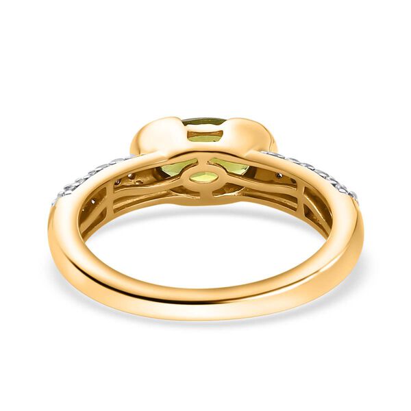 AA Vesuvianit, Wei&szlig;er Zirkon Ringe, 925 Silber Gelbgold Vermeil, (Gr&ouml;&szlig;e 18.00), ca. 1.04 ct image number 6