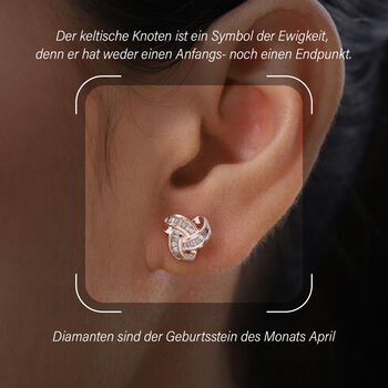 Liebesknoten Champagner Diamant Ohrstecker, 925 Silber mit Ros&eacute;gold Vermeil - 0,25 ct.