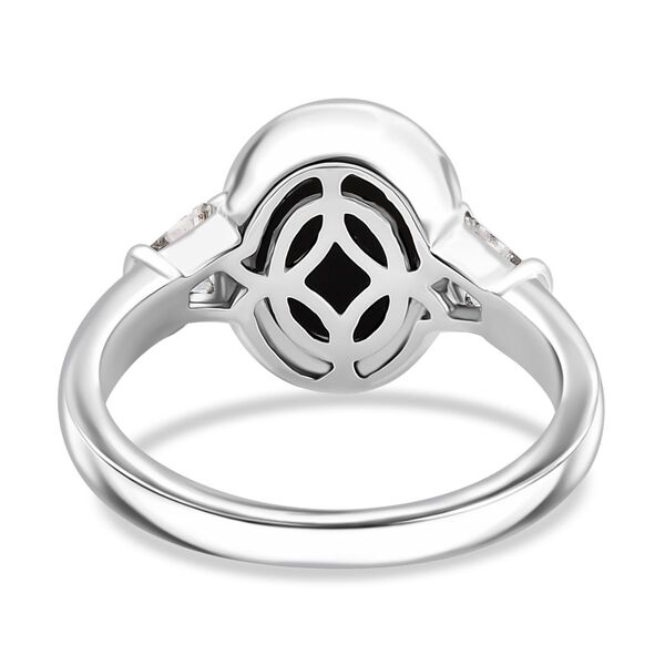 Srilankan Ebony Mondstein (Doublet), Wei&szlig;er Topas Ring 925 Silber rhodiniert (Gr&ouml;&szlig;e 21.00) ca. 3.36 ct image number 6