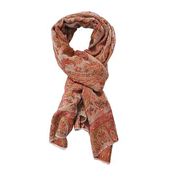 Luxuri&ouml;ser Merino-Seide Jacquard-Schal, 70 x 200 cm, Beige