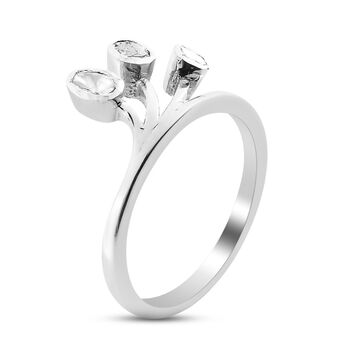 Handgearbeiteter Polki Diamant Ring 925 Silber Platin-&Uuml;berzug