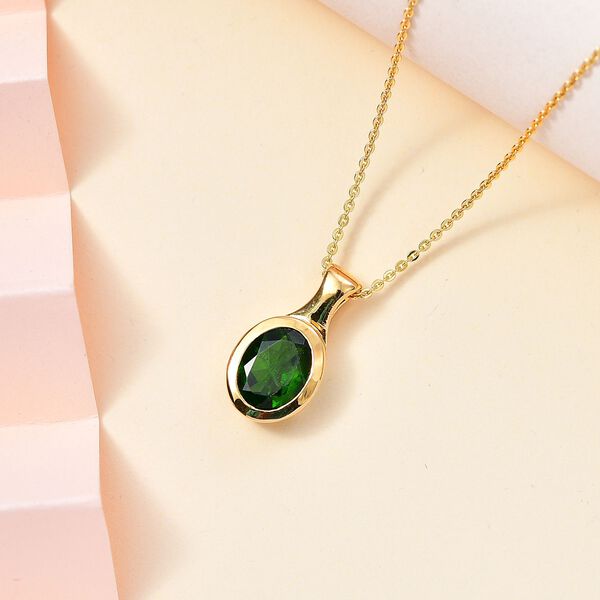 Natürlicher Chromdiopsid Schmuckset 925 Silber 750 Gelbgold Vermeil ca. 1.98 ct image number 2