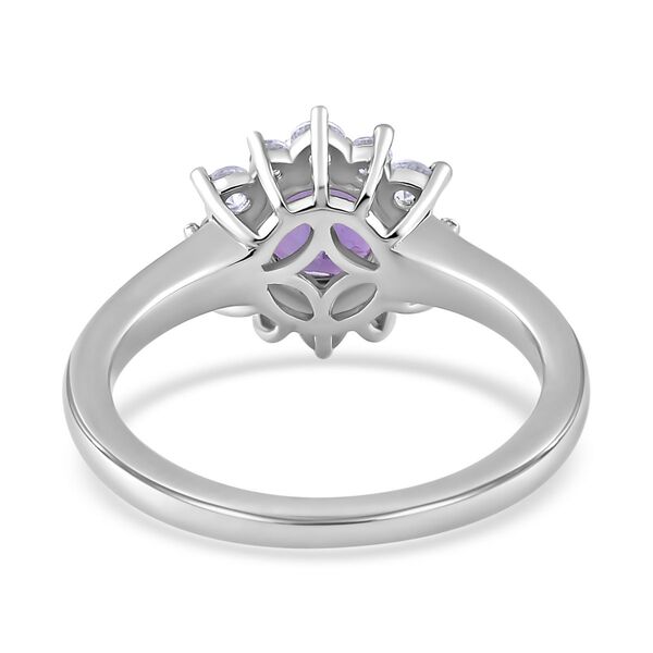 AA Natürlicher, Marokkanischer Amethyst, Weißer Zirkon Ring, 925 Silber platiniert, (Größe 20.00) ca. 1.26 ct image number 6