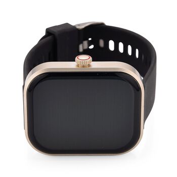 G21 Smartwatch, 2.01 Zoll HD Display, Gold-Schwarzes Silikonarmband