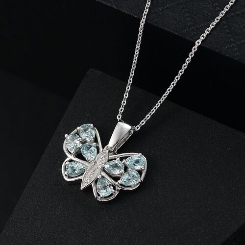 AAA Blauer Zirkon, Weißer Zirkon Schmuckset 925 Silber rhodiniert ca. 2,06 ct. image number 1