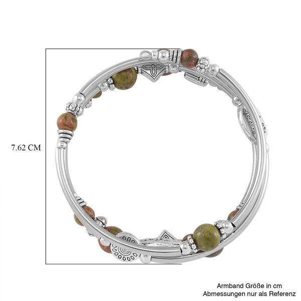 Flexibles und schwarz oxidiertes Unakite Armband - 40 ct. image number 5