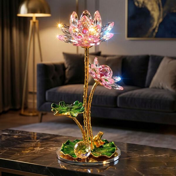 Kristall Lotus Bl&uuml;te, 18 x 7,5 cm, Rosa image number 2