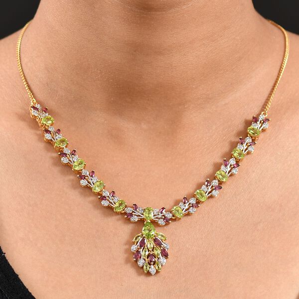 D’Joy Peridot, Rhodolith Granat and Zirkon zweifarbige Halskette, 45cm - 12,80 ct. image number 3