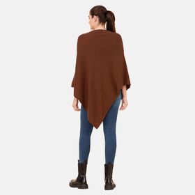 LA MAREY Pashmina Kunstfell Poncho, Schokolade