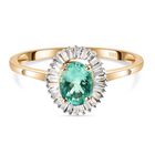 AAA Kolumbianischer Smaragd, Weißer Diamant Ring 585 Gold (Größe 18.00) ca. 0,85 ct