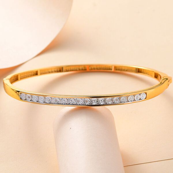 Weißer Diamant Armreif ca. 19 cm Messing image number 2