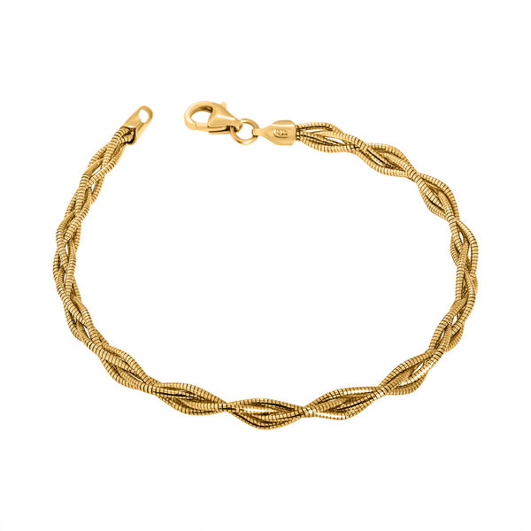 Italienisches Feder-Omega-Armband, ca. 19 cm, 925 Silber vergoldet ca. 5,78g