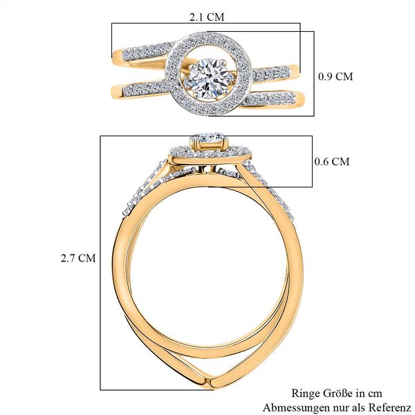 LUXURIANT DIAMOND - Lab Grown Diamant SI-GH SGL zertifiziert Schmuckset 925 Silber 750 Gelbgold Vermeil (Größe 17) ca. 0,50 ct. image number 7