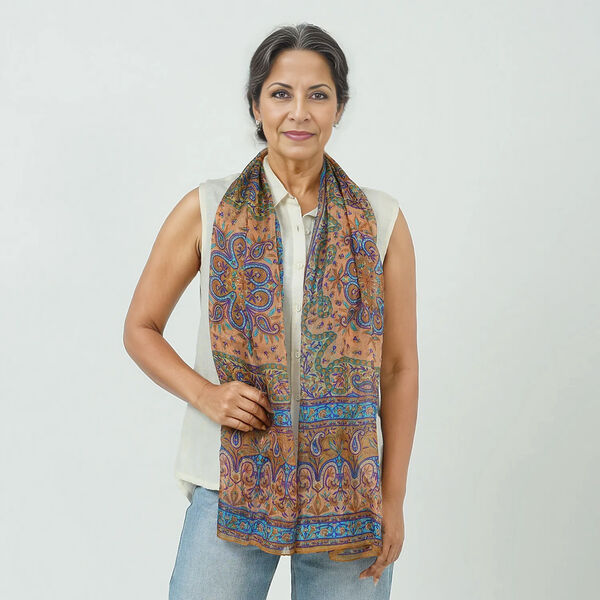 Luxuri&ouml;ser Seidenschal mit Paisleymuster, 100%  feinste Seide, Gold image number 10