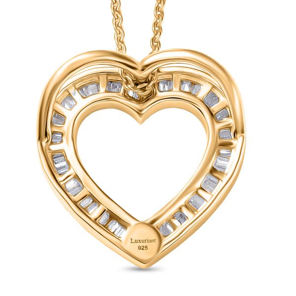 LUXURIANT SI-GH Labor Diamant Anhänger mit 50cm Kette, 925 Silber 750 Gelbgold Vermeil - 0,50 ct. image number 5