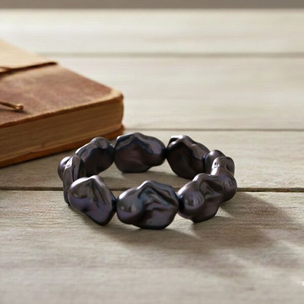 Flexibles pfaufarbenes Fancy Muschelkernperle Armband image number 2