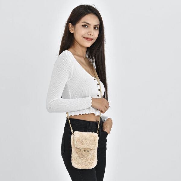 Kunstfell Crossbody Tasche, Cr&eacute;me image number 2