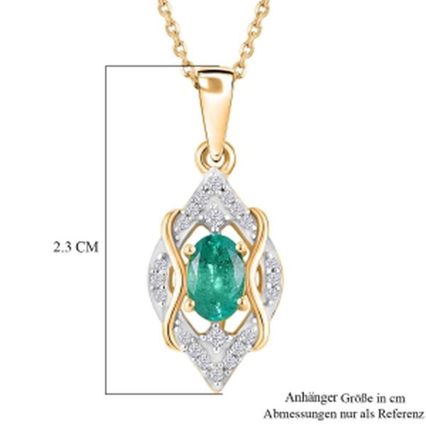 D'Joy AAA Kagem Sambischer Smaragd, Wei&szlig;er Zirkon Schmuckset ca. 50 cm 925 Silber 750 Gelbgold vermeil ca. 0.63 ct image number 5
