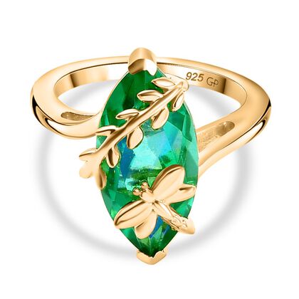 GP Trionfo Kollektion - Pfau Quarz Triplette, Kanchanaburi Blauer Saphir Ring 925 Silber 750 Gelbgold Vermeil (Gr&ouml;&szlig;e 18.00) ca. 6.54 ct