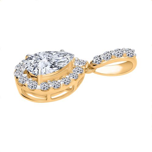 LUXURIANT DIAMOND- SGL zertifizierter VS-EF Labor Diamant Anhänger, 925 Silber Gelbgold Vermeil - 1 ct. image number 2