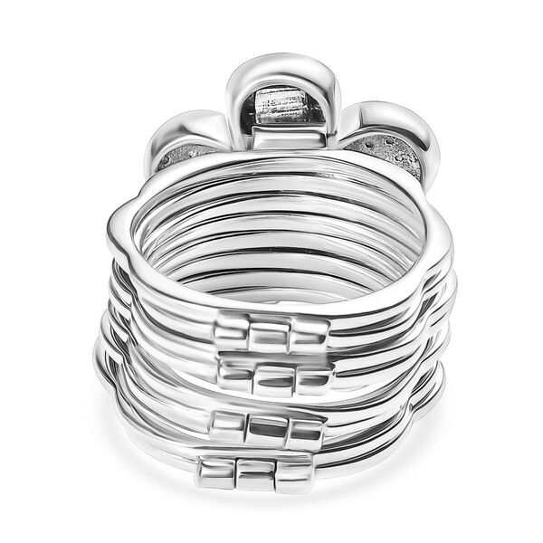Wei&szlig;er Diamant Konvertierbarer Blumen-Ring, umwandelbar zum Armband, Nickelfreies Messing, 18cm image number 7