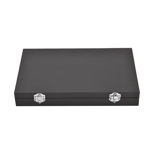 Moderne Ringschatulle aus Kunstleder mit zwei Verschl&uuml;ssen, 29x18.5x4cm, Schwarz image number 2