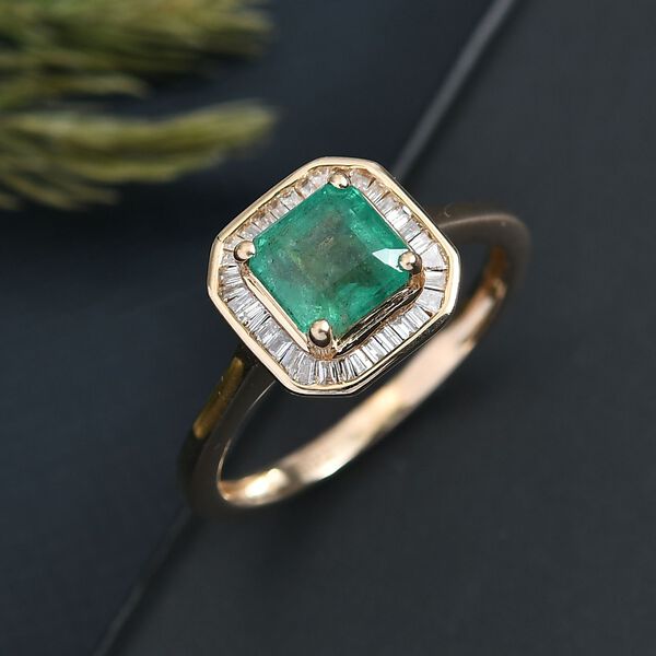 AAA Kagem sambischer Smaragd und Diamant Ring in 585 Gold - 1,36 ct. image number 2